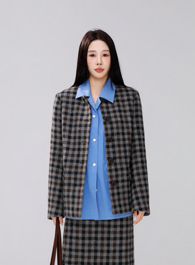 定制女装 【绵羊毛】复古毛呢外套圆领单排扣小香风1105