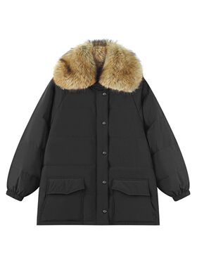 定制女装 【90白鸭绒】大脸盆毛领羽绒服中长款外套1115