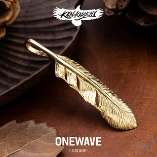 印第安饰品吊坠项链手工正品 KEN KIKUCHI菊地健全金羽毛小号素毛
