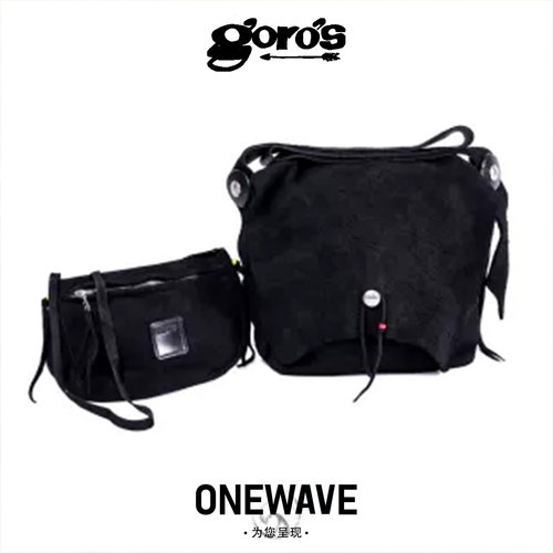 goros黑色鹿皮单肩包S号