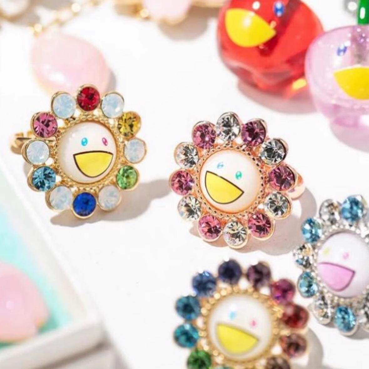 【正品】村上隆 liquem 京都七彩太阳花 戒指 耳钉 耳夹胸针首饰