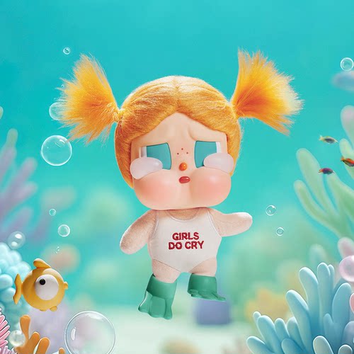 POPMART泡泡玛特CRYBABY度假VacationModeOn哭娃搪胶毛绒挂件盲盒