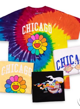 村上隆芝加哥限定 太阳花dob扎染短袖T恤 Complexcon Chicago