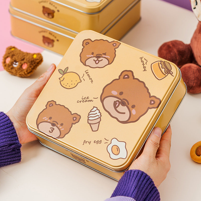 儿童节饼干盒曲奇包装铁盒空罐子方形糖果甜品烘焙礼盒六打包小61