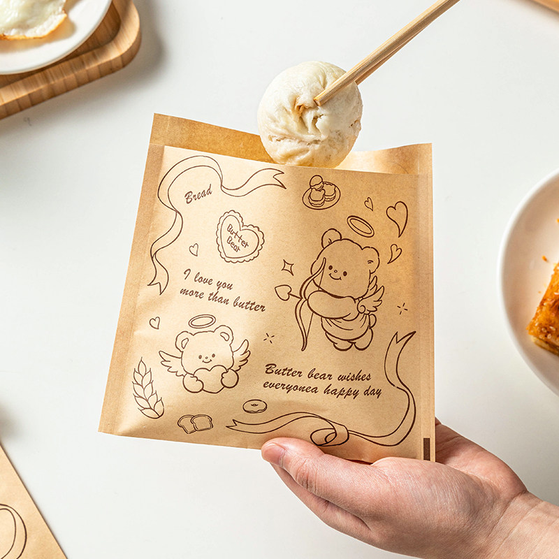 手抓饼纸袋三明治包装纸食品级专用商汉堡煎饼麻糍肉夹馍早餐隔油