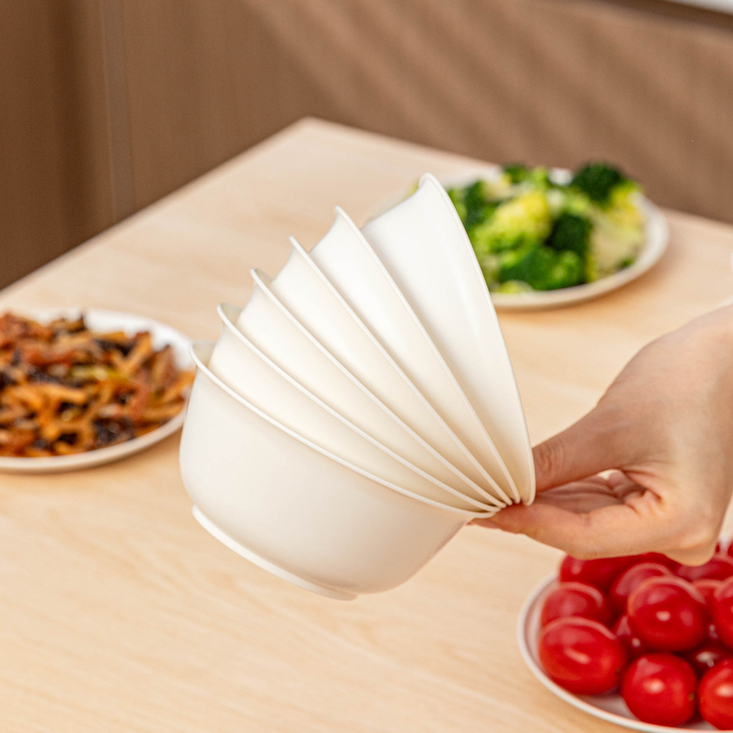 玉米淀粉一次性餐具菜盘碟子饭碗筷套装三件套食品级家用即弃环保