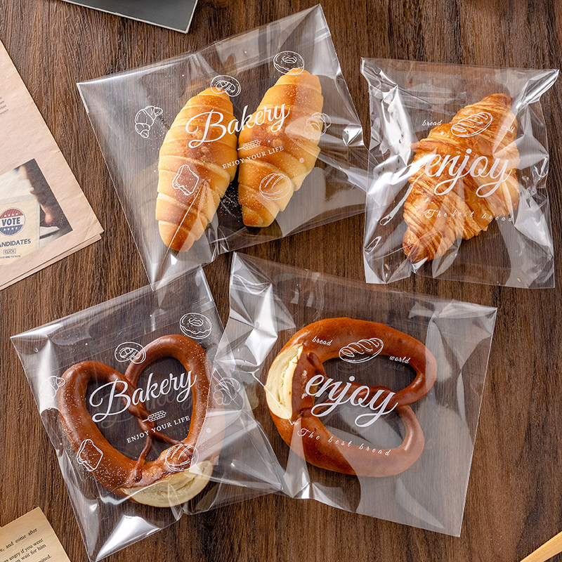 面包包装袋切片吐司贝果甜甜圈饼干蛋糕烘焙小单独自封粘透明打包