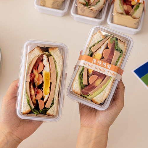 三明治包装盒的专用包装纸三文治盒子食品级面包热压外带便当烘焙