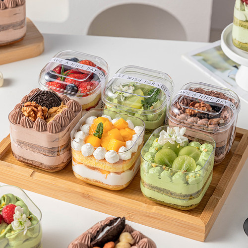 方形慕斯杯子提拉米苏小蛋糕盒子包装盒一次性打包酸奶椰奶冻甜品