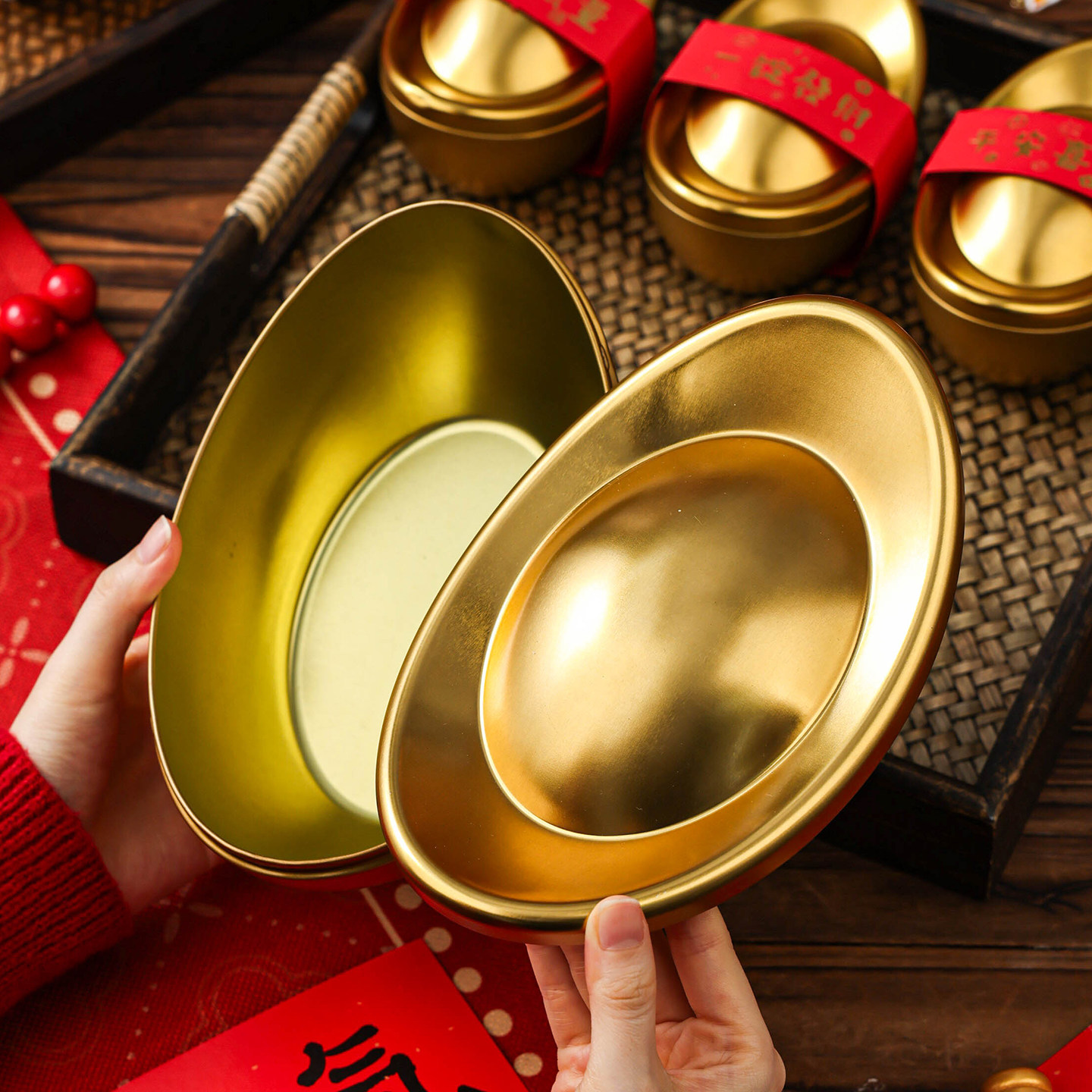 2026新年金元宝马口铁盒空盒收纳饼干糖果零食高级感礼品包装盒大