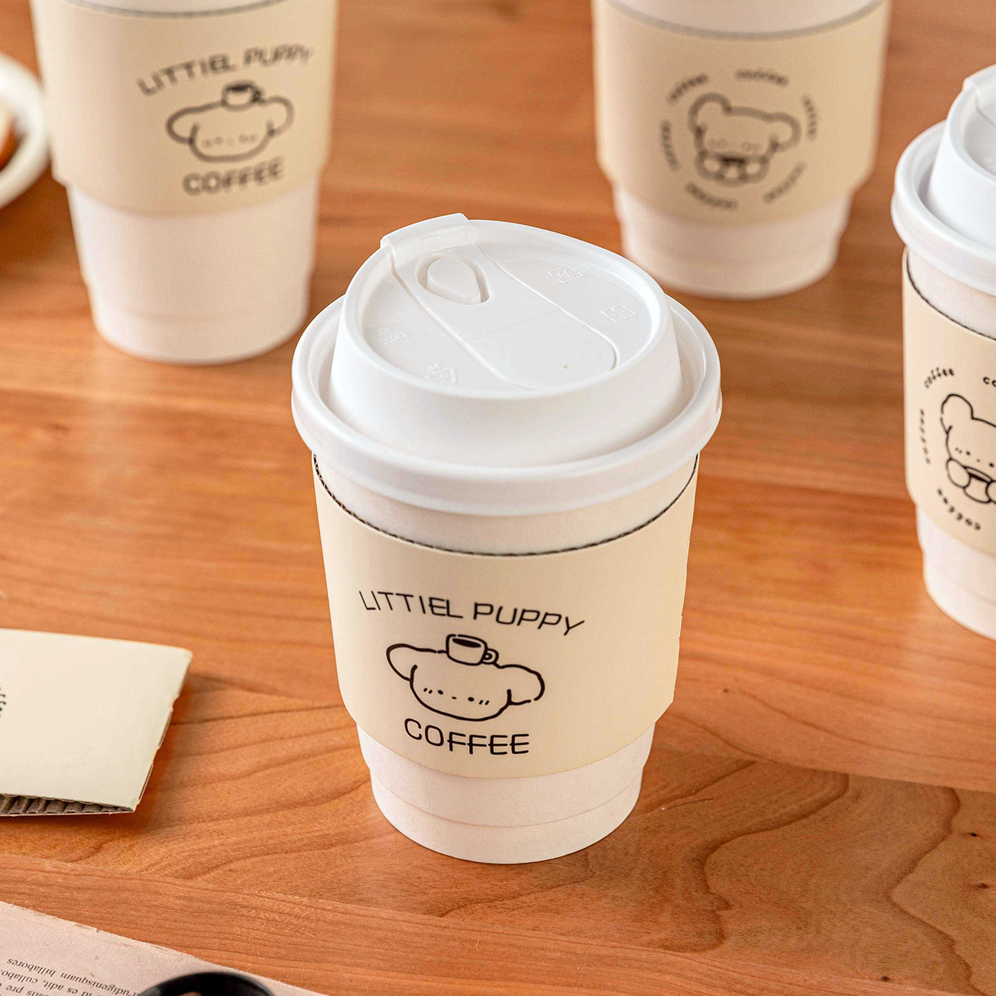 咖啡专用一次性纸杯带盖家用加厚热饮耐高温食品级早餐豆浆外带商