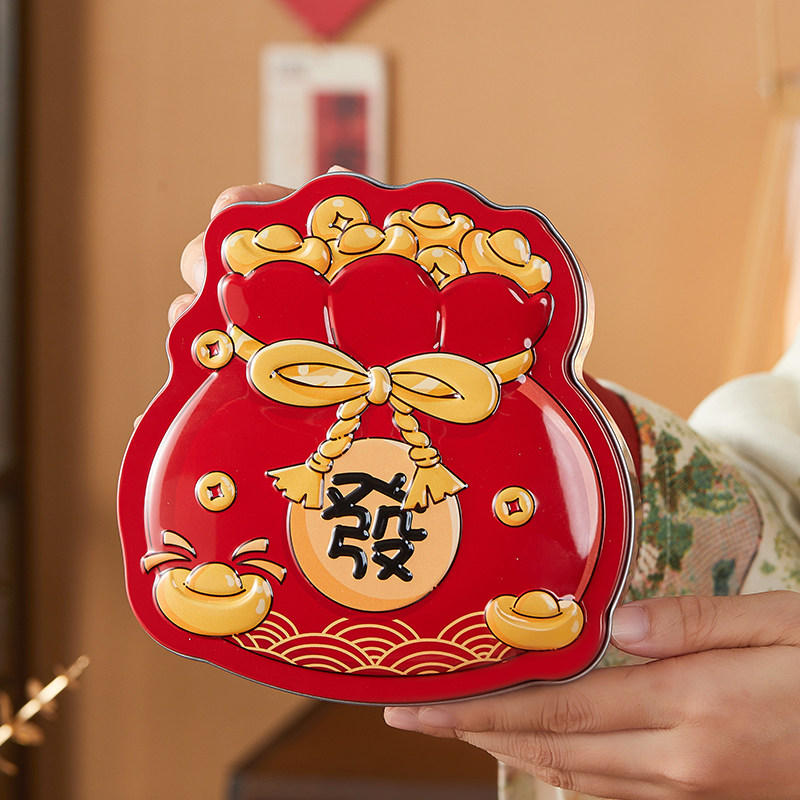 新年铁盒马口铁异形饼干糖果零食盒子空包装福袋收纳礼品物红2026