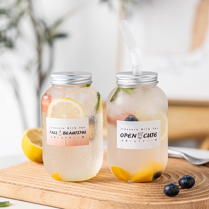 奶茶杯子杨枝甘露果汁一次性带盖塑料水杯网红打包胖胖饮品饮料瓶