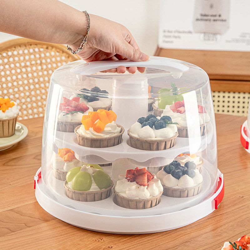 纸杯蛋糕盒重复使用包装盒子生日底托保鲜手提打包10透明6寸8六八