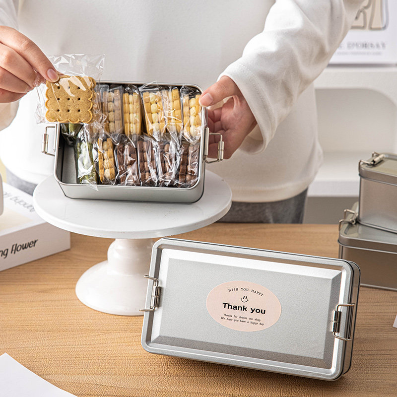 白脱饼干包装盒子搭扣曲奇雪花酥太妃牛轧糖果铁长方形空罐马口袋