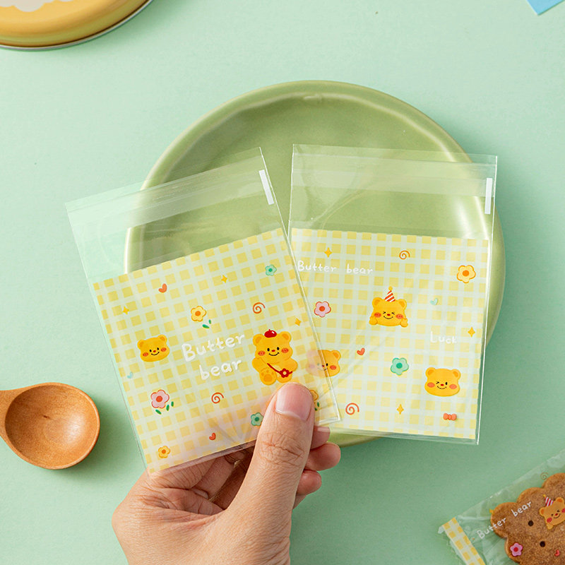 雪花酥包装袋自封粘曲奇饼干单独立小熊的盒子糖果烘焙零食品点心