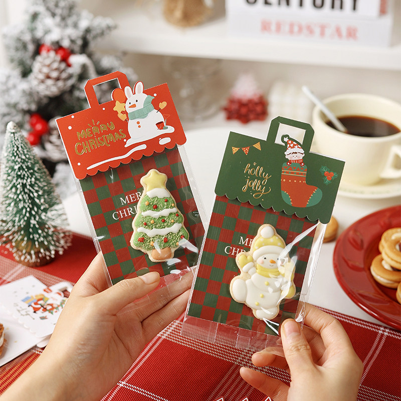 圣诞饼干包装袋子糖霜曲奇卡头糖果甜点雪花酥零食大号节盒烘焙礼
