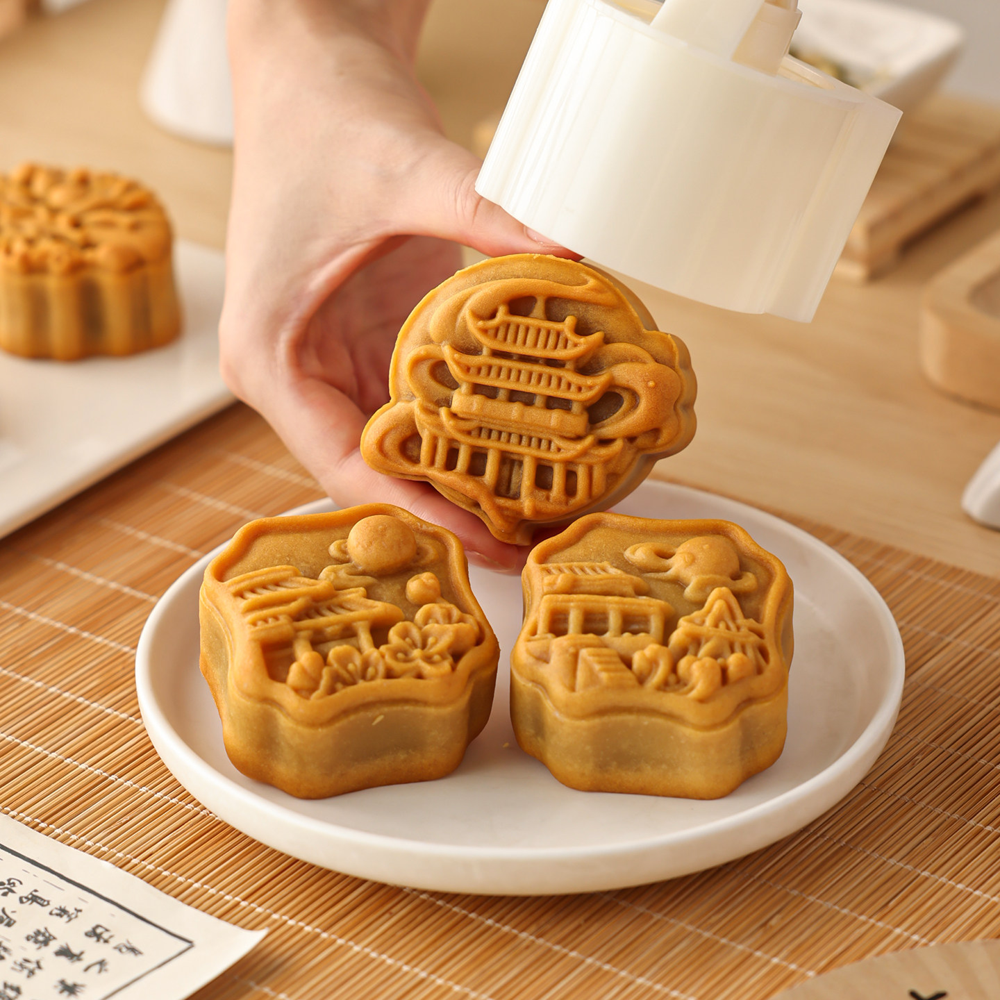广式月饼模具大全2026新款手压式家用50g75克糕点磨具按压国风古