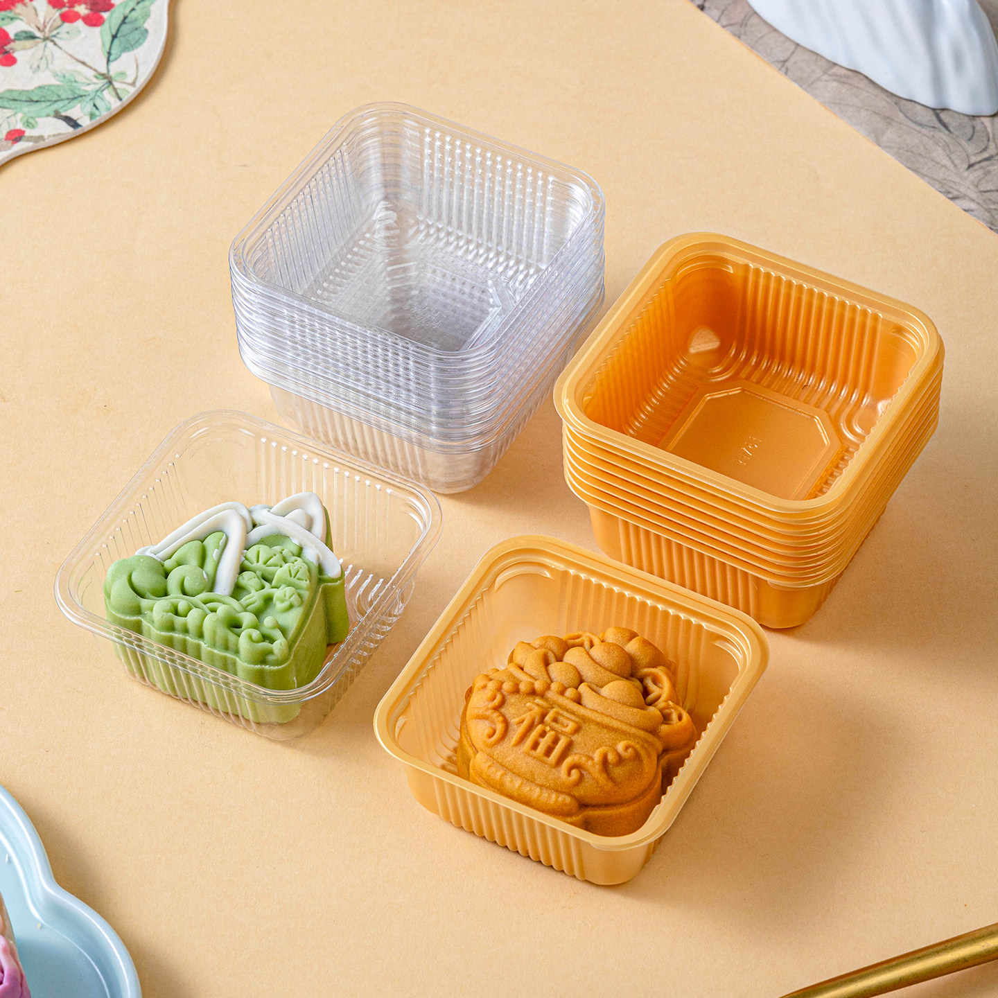 中秋月饼底托50克包装盒子和袋塑料流心加高厚蛋黄酥内托圆100g75