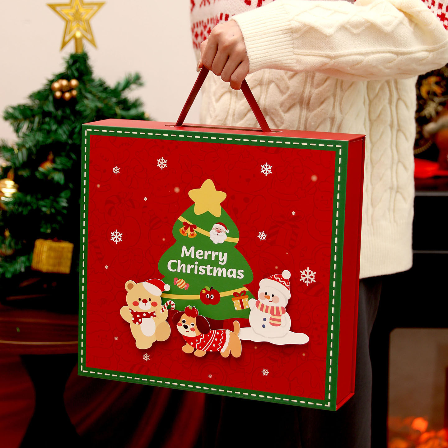 圣诞礼物盒礼品儿童平安夜伴袋礼创意打包饼干糖果零食苹果包装大
