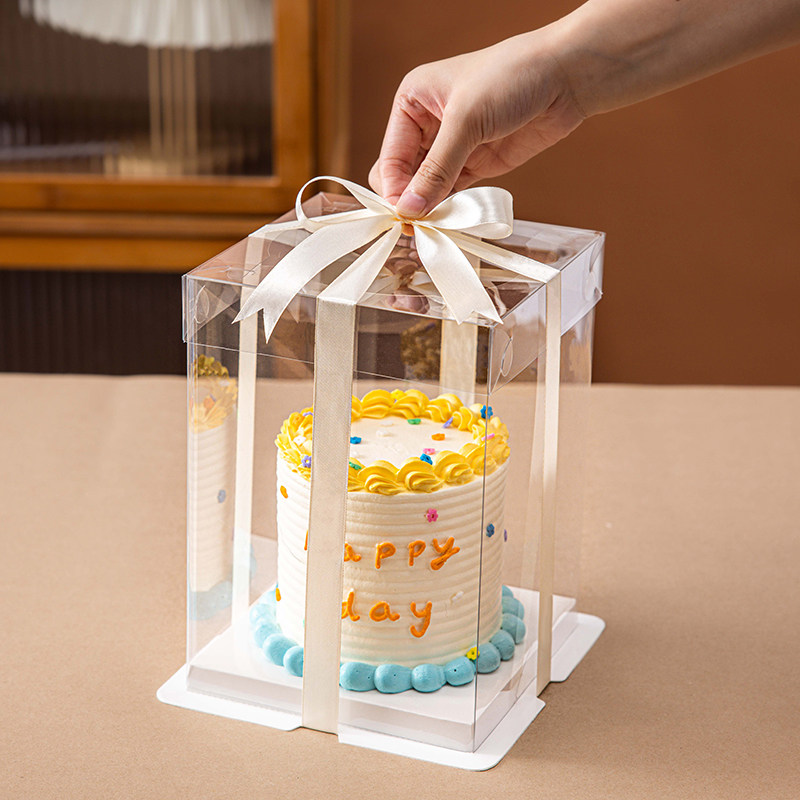 透明蛋糕盒子包装盒4四寸5寸五六八68加高10十12小打包双三层生日