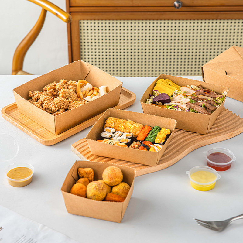 炸鸡打包盒韩式专用小吃薯条零食牛皮纸包装空盒子的长方形家用商