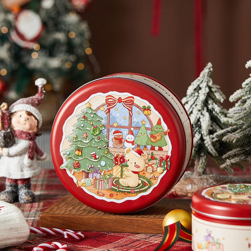 圣诞节礼物盒品伴手包装马口铁空盒小糖果精美铁盒卡通树创意儿童