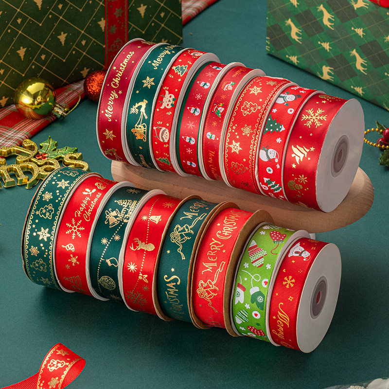 圣诞节丝带缎带蝴蝶结彩带子织布条蛋糕装饰红色diy材料花束烫金