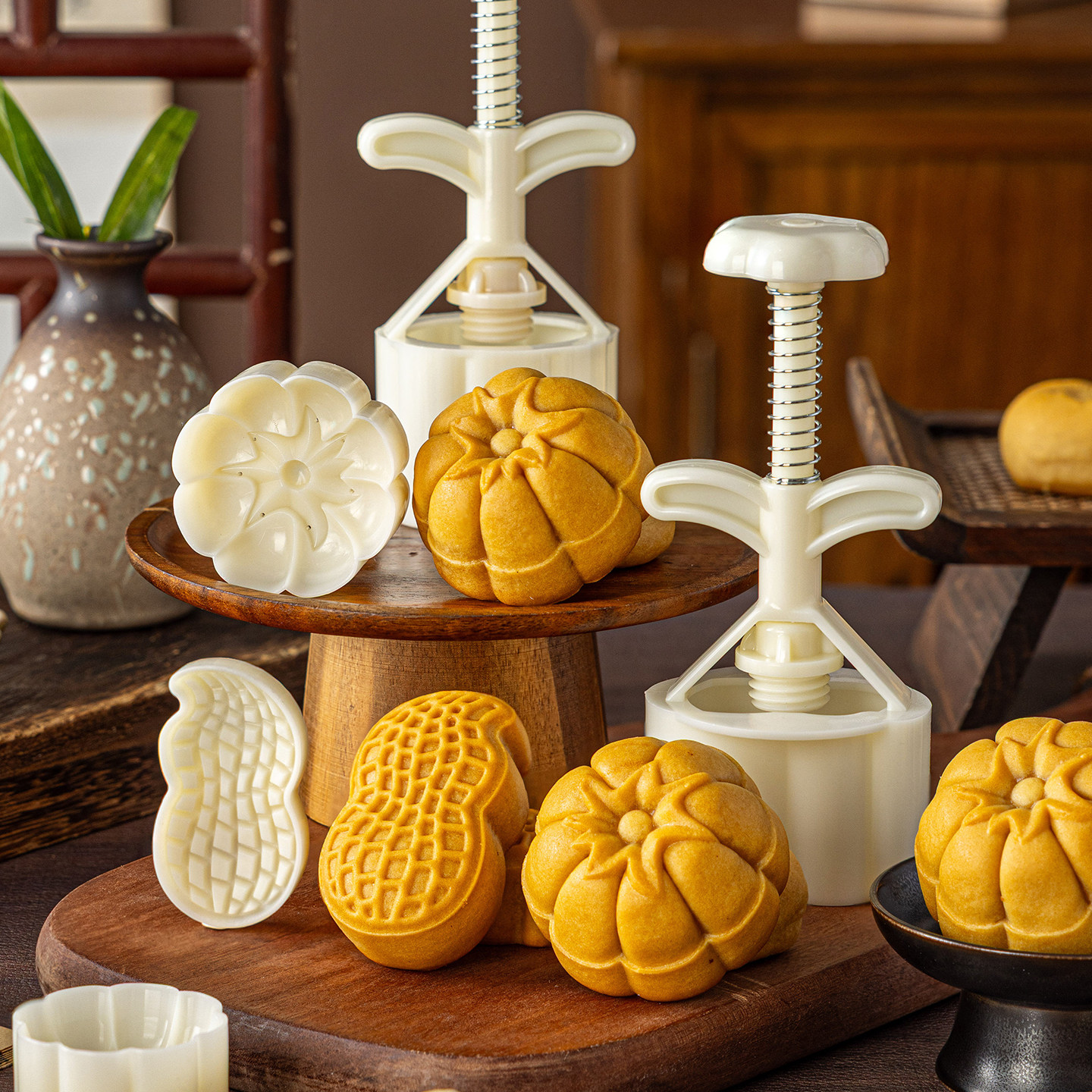 南瓜月饼模具柿子花生手压式家用烘焙工具磨75克50g广式2026新款