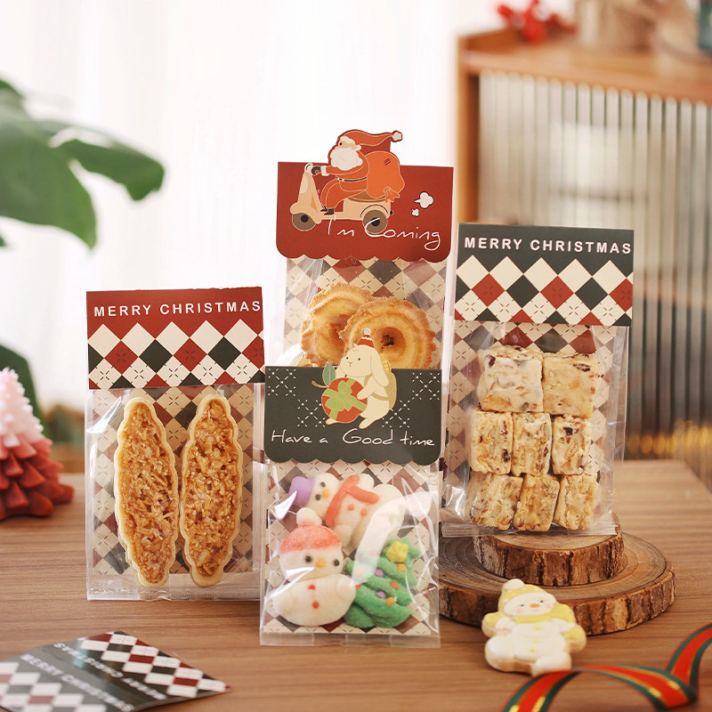 圣诞饼干包装袋子卡通卡头糖果糖霜曲奇零食甜点雪花酥可爱大号节