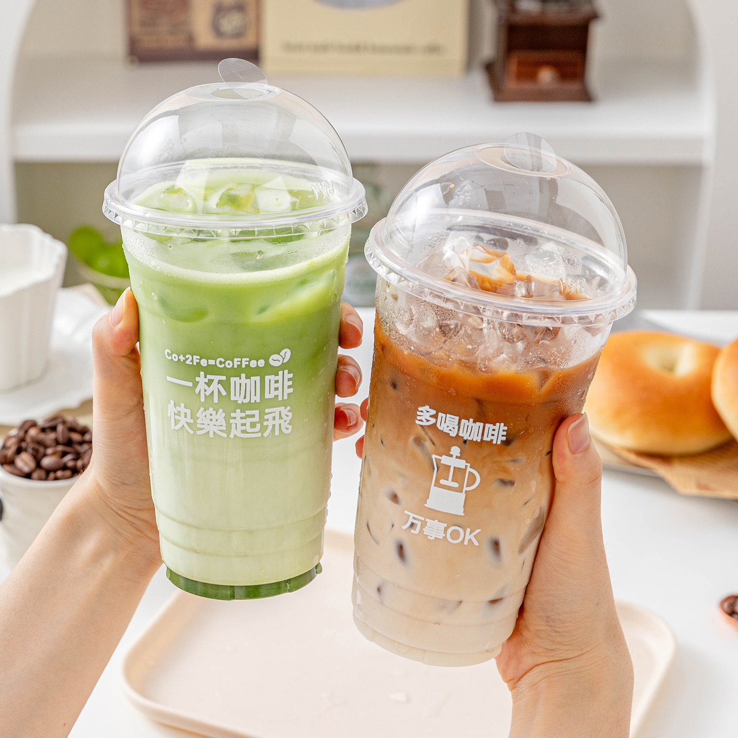 690ml一次性咖啡杯带盖奶茶杯子自制饮料饮品塑料水果茶外带便携图片