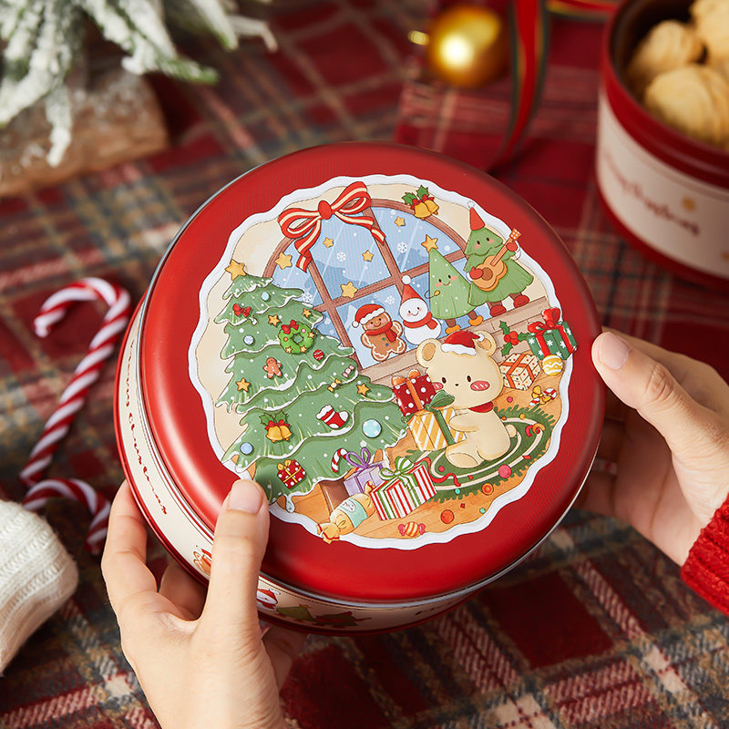 圣诞礼盒空盒节物品伴手包装马口铁小树创意儿童糖果精美铁盒卡通