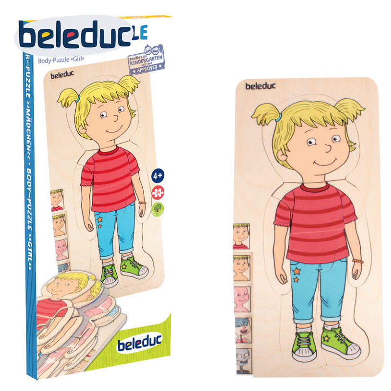 德国beleduc男孩女孩多层立体拼图玩具儿童人体构造身体部位认知