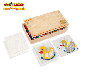 荷兰educo幼儿园教具 益智早教玩具创意胶珠拼图套装 —圆形游戏