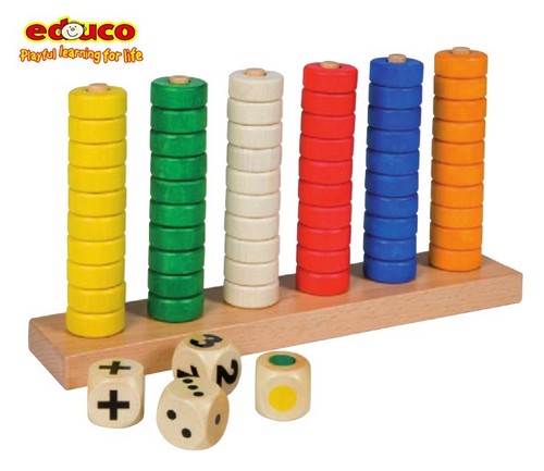 荷兰educo六柱彩色穿插玩具