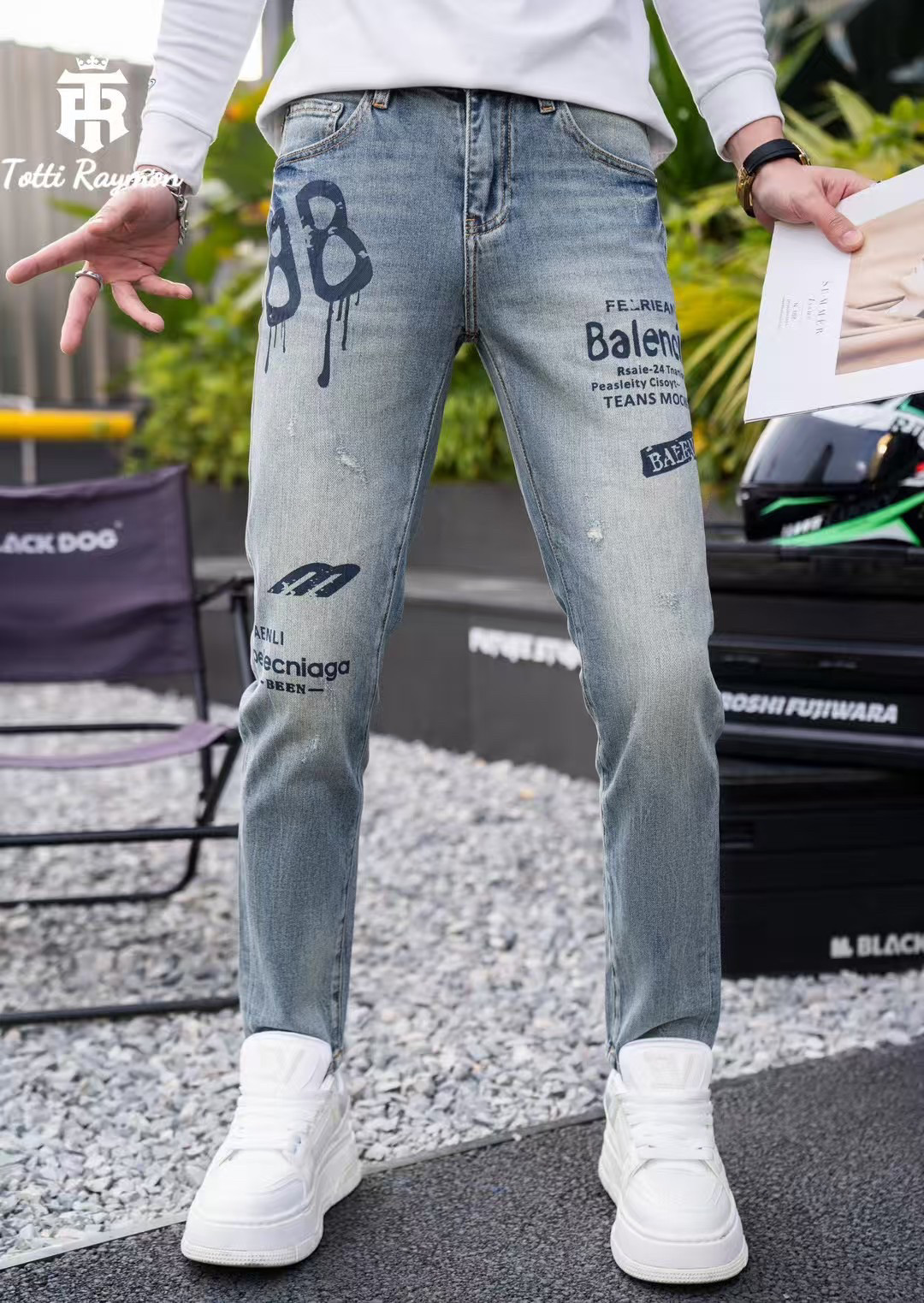 欧洲站2025夏季薄款浅色牛仔裤男潮牌时尚百搭帅气修身小脚长裤子