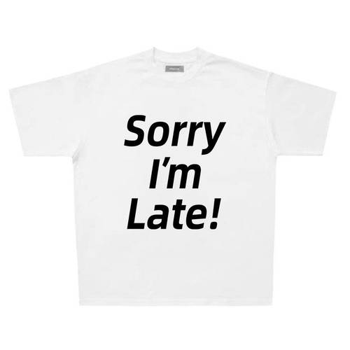 Sorry I'm Late 卢广仲 一百种生活 美式复古纯棉T恤 vintage短袖