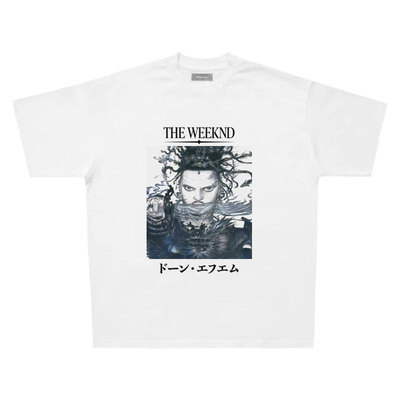 The Weeknd 盆栽哥 Dawn FM 天野喜孝人像宽松落肩重磅短袖 T 恤