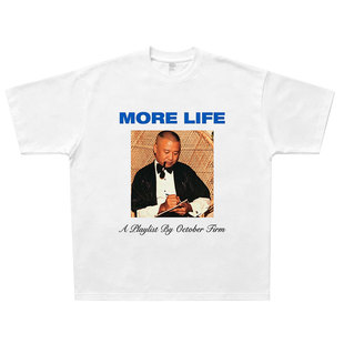 More Life Drake恶搞郭德纲说唱 美式复古Rap纯棉T恤 vintage短袖
