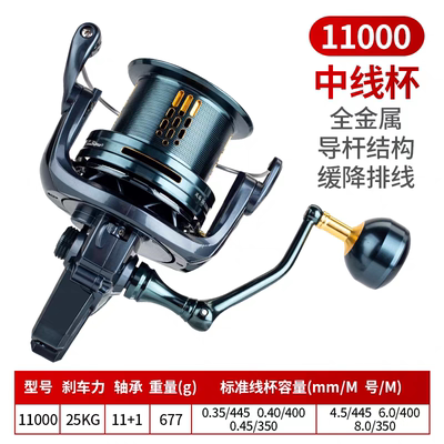 德岛DG纺车轮轻量化远投锚鱼轮5500/6000/6500全金属斜口全铜齿盘