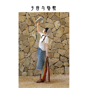 乡音与路歌 破洞做旧牛仔短裤女夏季高腰显瘦毛边设计感百搭