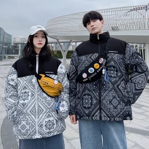 冬羽绒服连帽加厚拼接腰花潮外套情侣羽绒衣外套102B-2Y4052P165图片