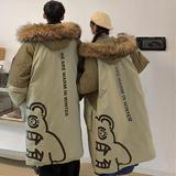 加厚潮字母印花连帽工装情侣中长宽松羽绒服男女102B-2Y4068P225，男装羽绒服，星座102B-2