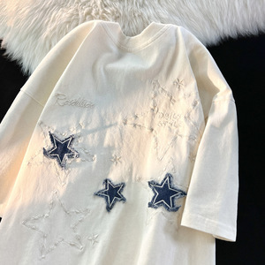 情侣纯棉后包领绣花夏款短袖T恤男女天猫抖音品质102B-T3038P30图片