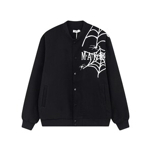 美式蜘蛛网刺绣夹克棒球服秋薄款男女宽松情侣外套102B-JK8111P85图片