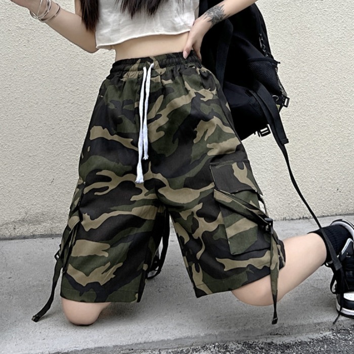 抖音100棉宽松女男短裤五分多袋迷彩夏工装裤潮流102B-2K6021P48，男装牛仔裤，星座102B-2