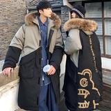 加厚潮字母印花连帽工装情侣中长宽松羽绒服男女102B-2Y4068P225，男装羽绒服，星座102B-2