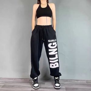 束脚运动裤女嘻哈宽松爵士街舞高腰百搭休闲卫裤情侣102B-K846P40图片