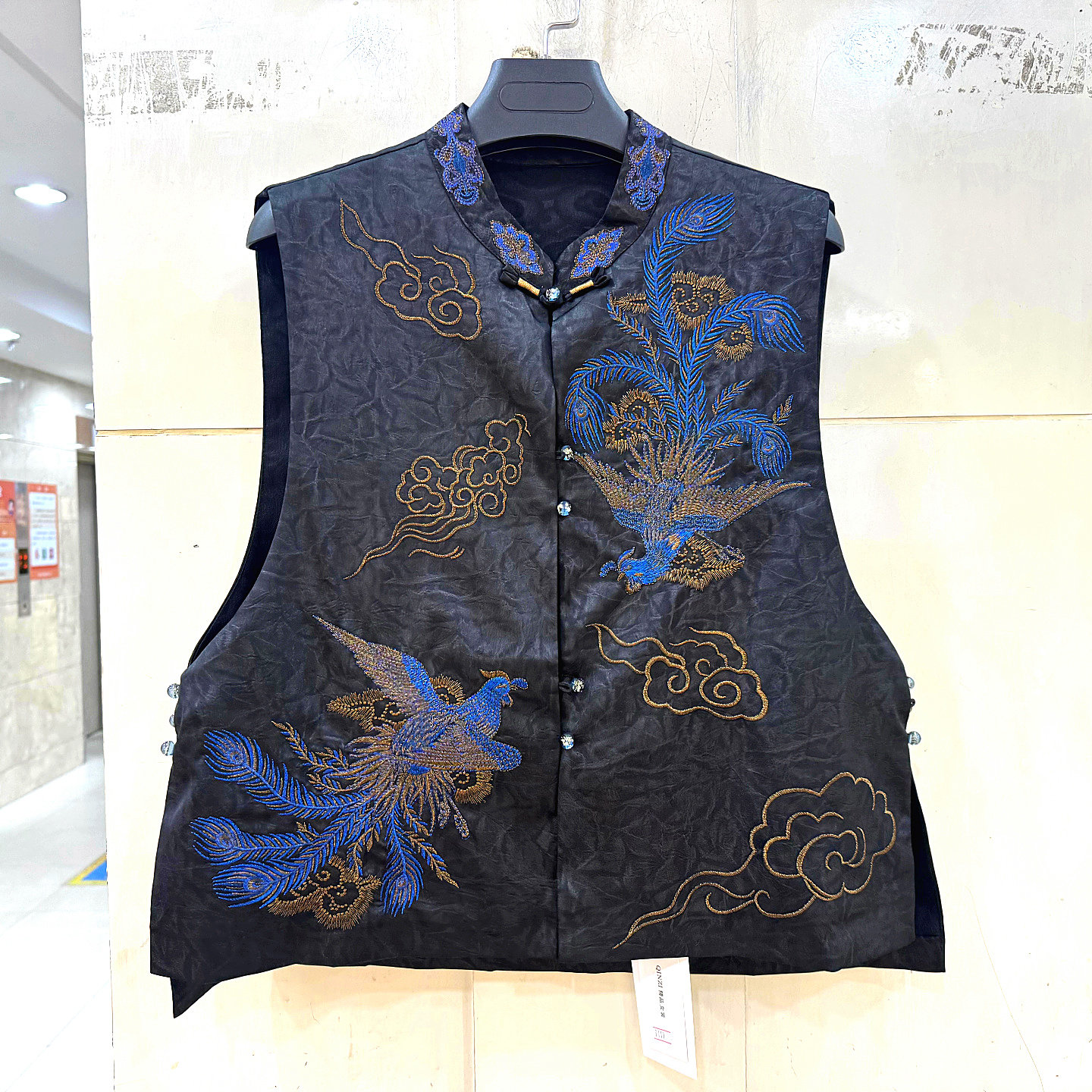 9111 重工凤凰刺绣花盘扣立领国风桑蚕丝真丝马甲外套欧货春2026,女装/女士精品,马夹,淘宝优惠券,粉丝福利购,淘宝优惠卷