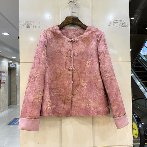 林依橱26B012 钉珠刺绣花盘扣圆领复古国风休闲短装外套秋装正品